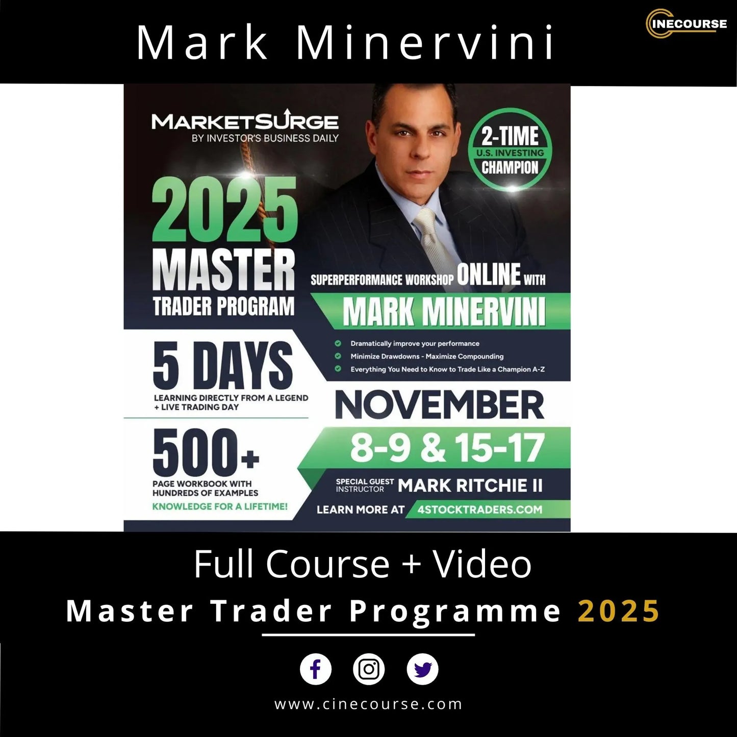 Mark Minervini Master Trader Program2025 | Full 5-Day Training + Workbooks | HD Videos + Lifetime Access