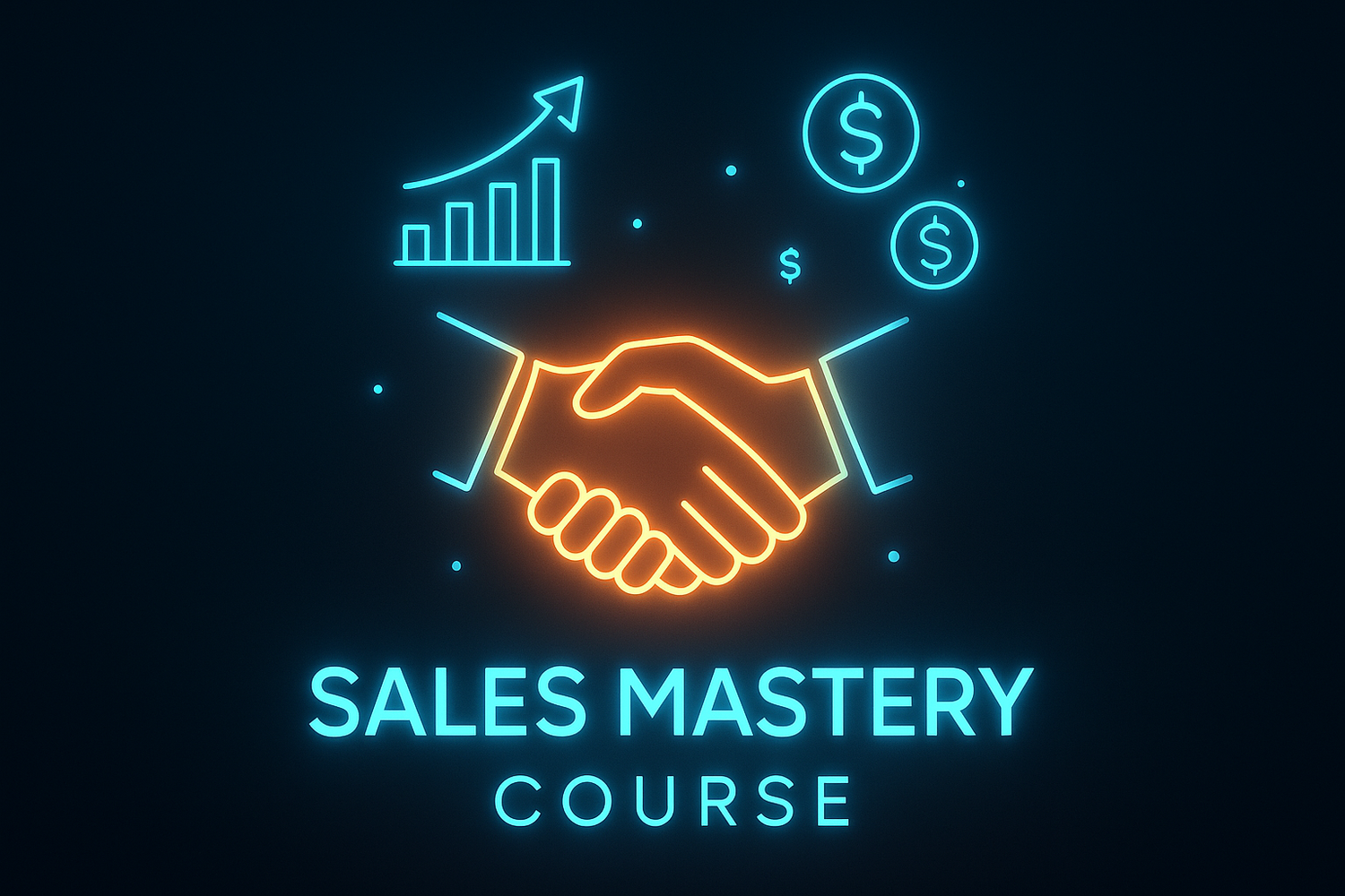 Sales Mastery Course icon showing handshake and growth chart – online sales and closing skills training