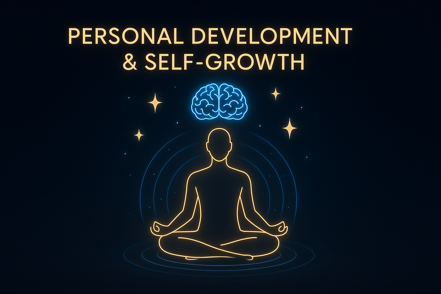 Personal Development and Self-Growth courses illustration with meditation icon – online training for personal growth, confidence, productivity, and mindset improvement