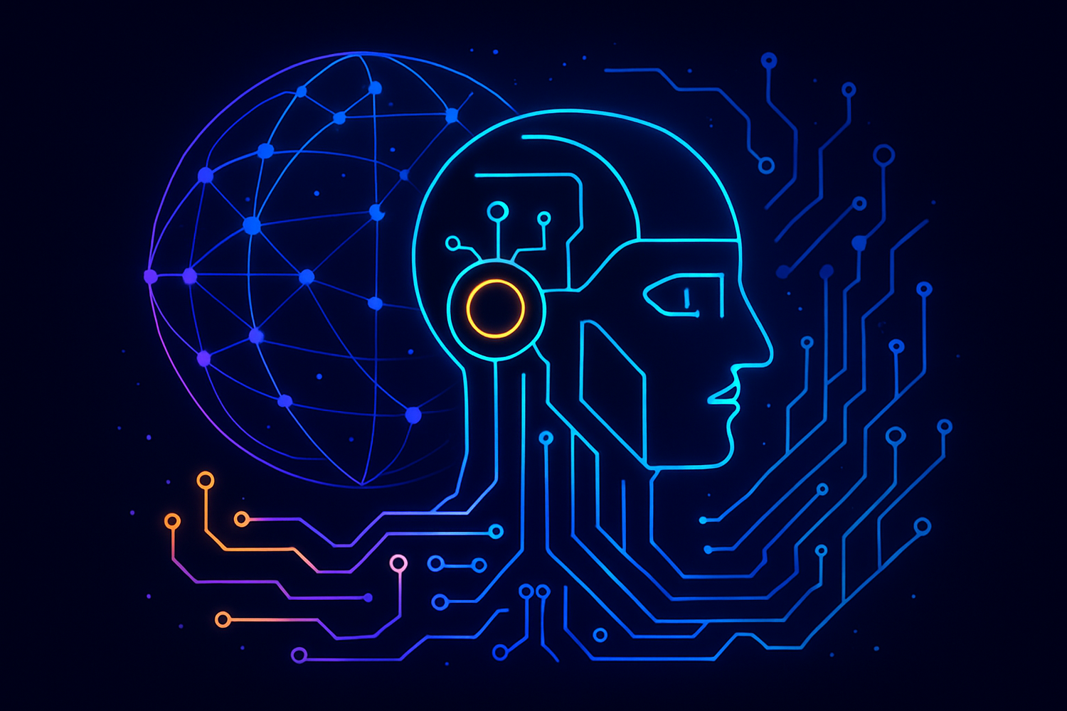 Technology & AI courses banner with digital icons representing artificial intelligence, automation, and innovation, promoting online courses in technology and artificial intelligence.