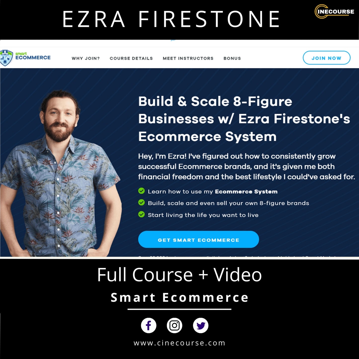 Ezra Firestone – Smart Ecommerce Course [2024] | Build & Scale 8-Figure Brands – Full Course + Video + Lifetime Updates