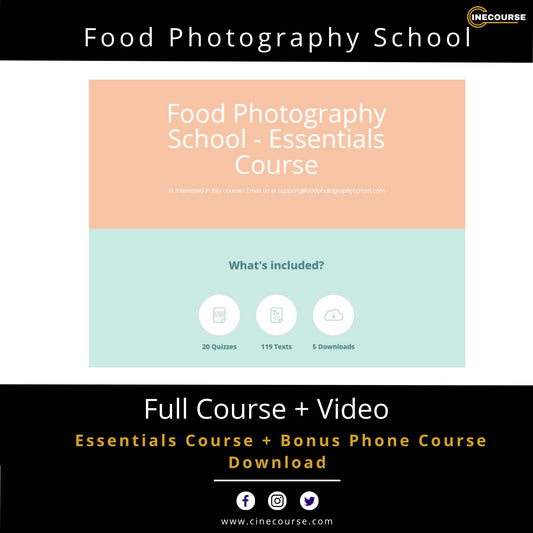 Food Photography School Essentials Course + Bonus Phone Course Food Photography Online Course Cover