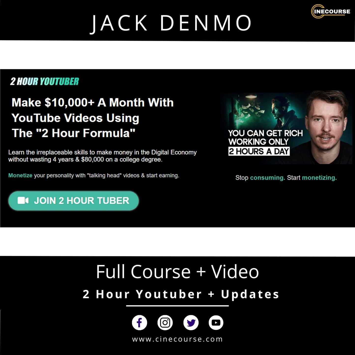 Jack Denmo – 2 Hour YouTuber Formula + Updates [2024] | Full Course + Video Training with Lifetime Access
